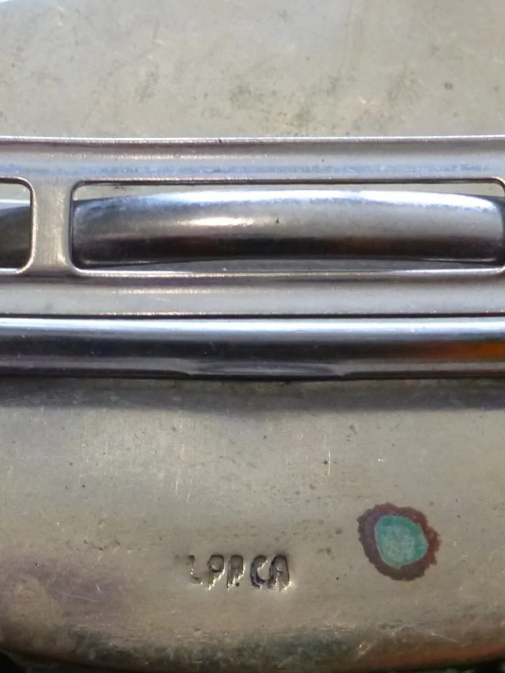 Vintage Mexican Alpaca Silver Inlay Hair Barrette MOP Abalone Shell 3.75